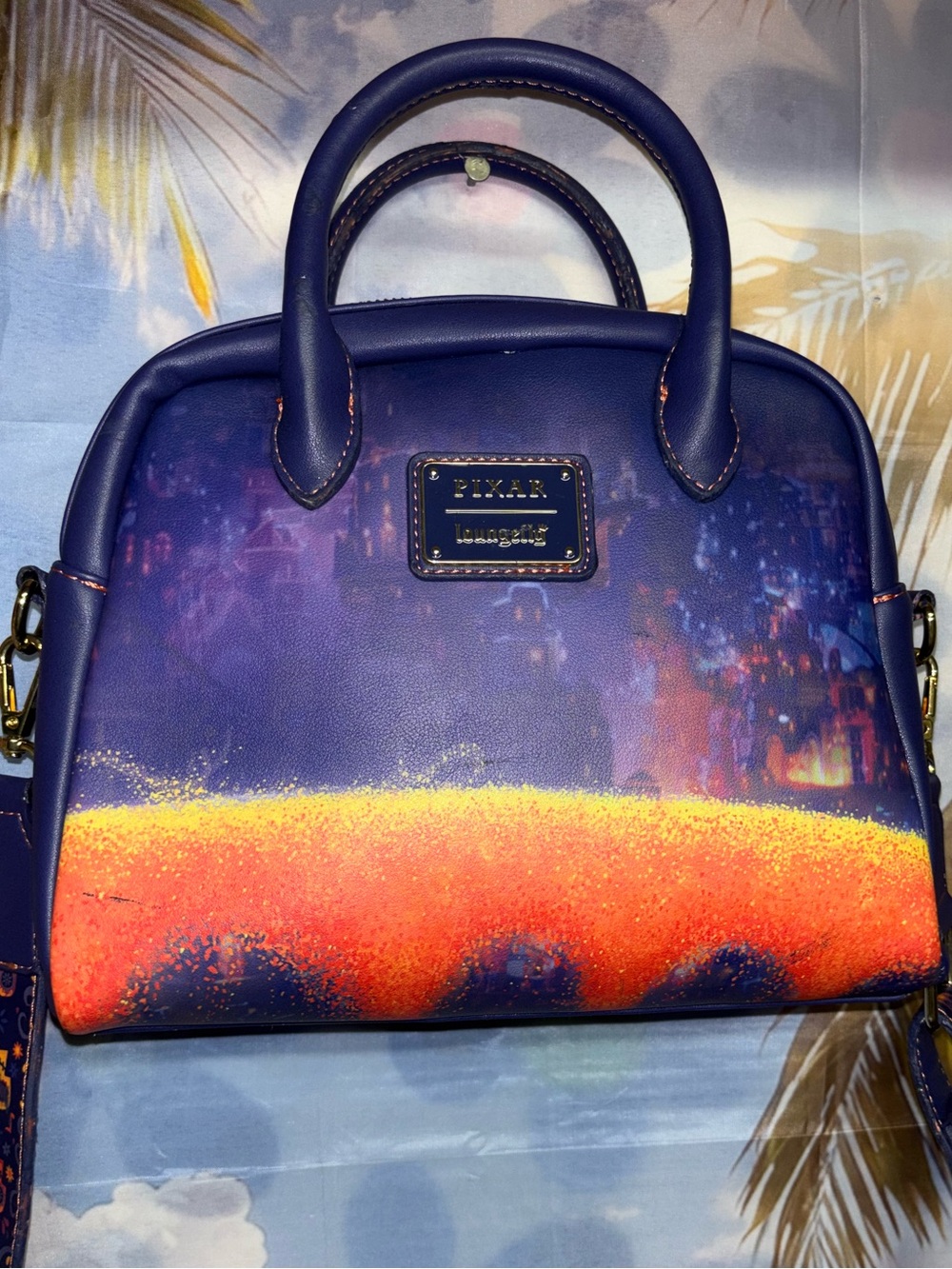 Loungefly Purple Satchel with Orange & Yellow Gradient